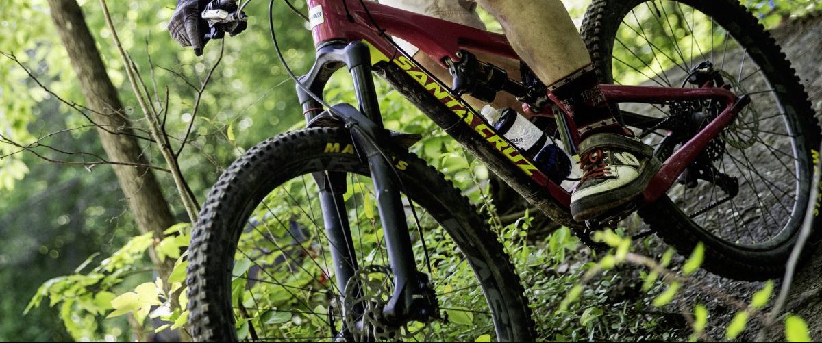 Mountain bike on a forest trail, West Virginia