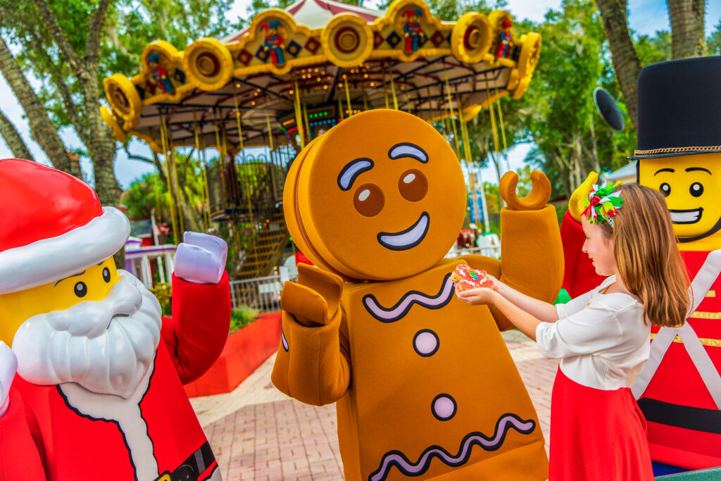 Lego characters at Christmas at legoland florida