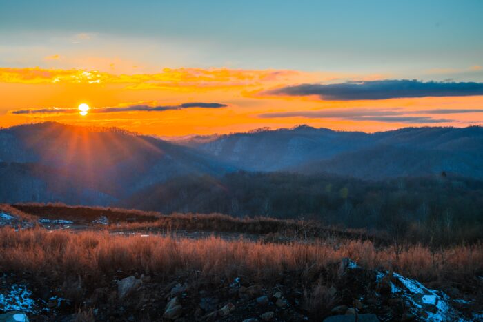 McDowell County, sunset, winter