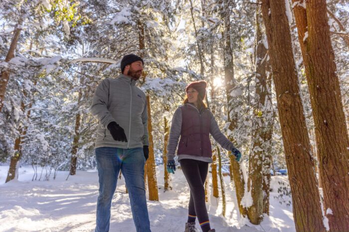 Winter, couple, walking