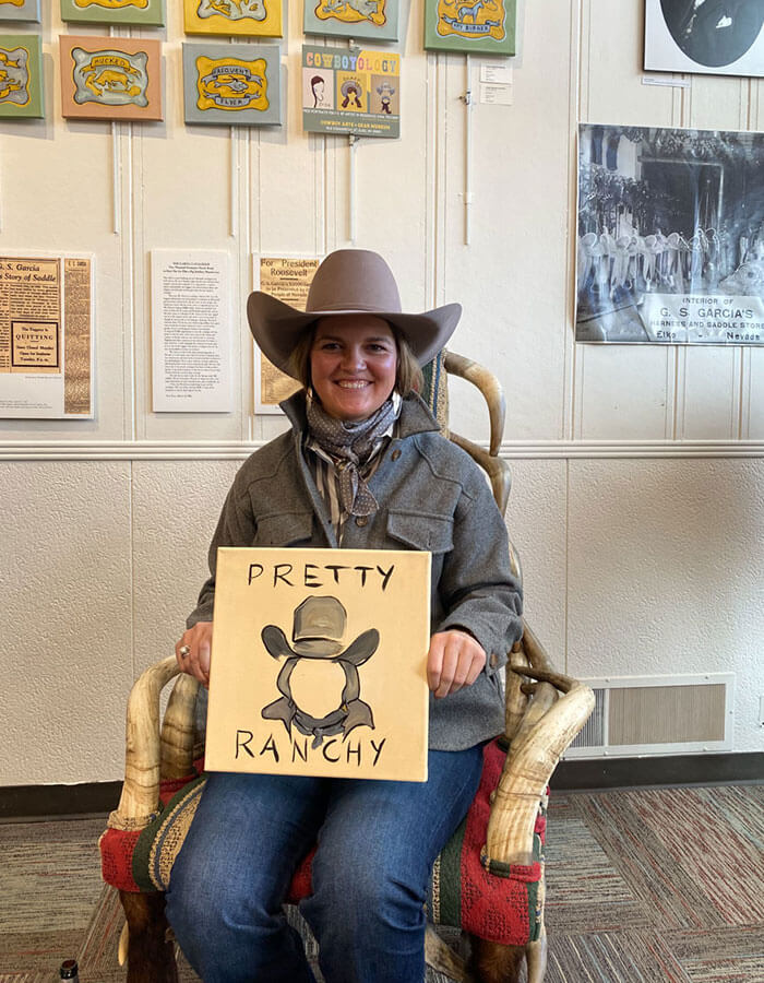 oregon poet annie mackenzie painted by gina teichert during national cowboy poetry gathering